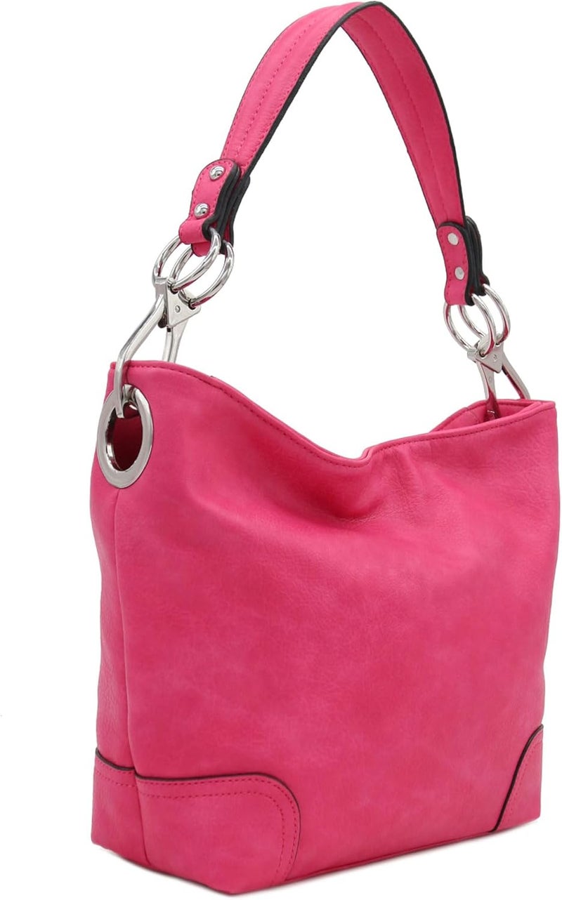 Alyssa Hobo Shoulder Bag with Big Snap Hook Hardware - Image 1